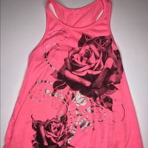 Bright pink rose flowy tank top